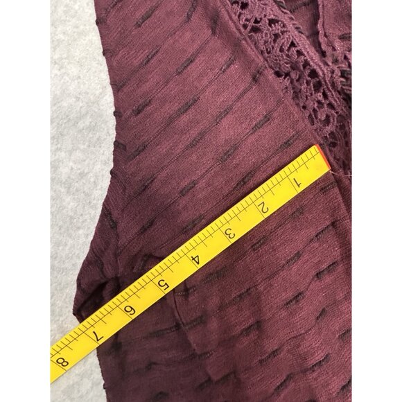 Vintage America Blues Purple Textured Knit Lace-Up Tunic Top Women’s Large - Picture 7 of 14